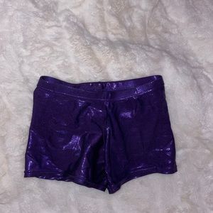 purple metallic sport shorts/gymnastics shorts